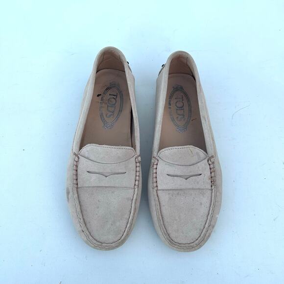 Tod’s Gommino Driving Shoes Moccasin Loafers Beige Box 35.5 Size 5.5 Tan Tods - Picture 6 of 14